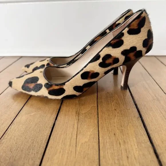Boden Leopard Calf Hair Pointed Toe Pumps Heels 37 / 7 - Picture 5 of 9